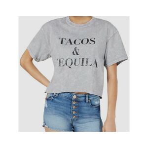 NWT TRUE VINTAGE Womens Gray Graphic Short Sleeve Crew Neck Top XS